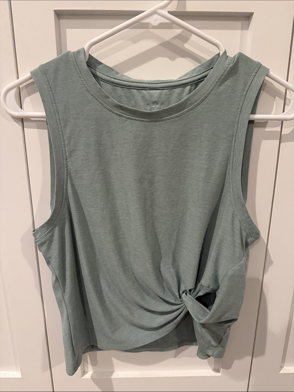 Beyond Yoga Sage Green Twist-Front Muscle Tank